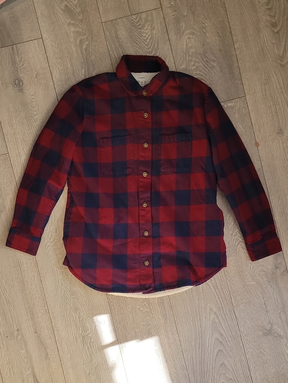 J.Crew Flannel Fleece Lined Button Up Jacket